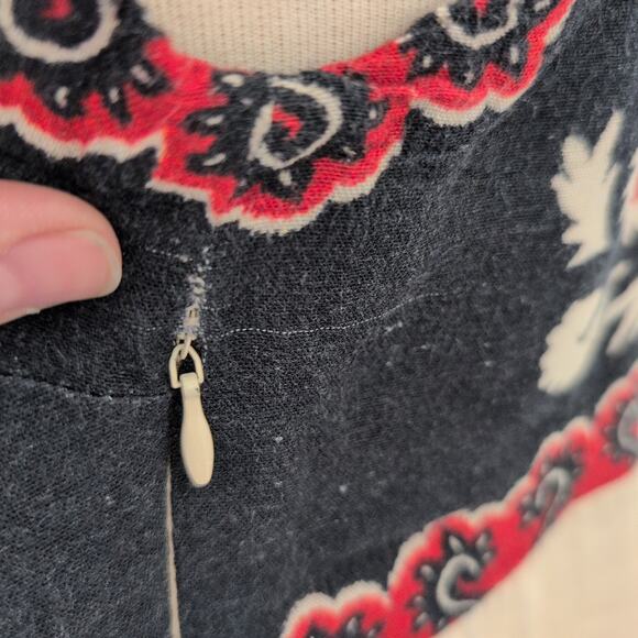 Vintage FARM RIO Dress Womens Flower Rug Midi Size G Large Tie Front Boho RARE - Picture 7 of 16